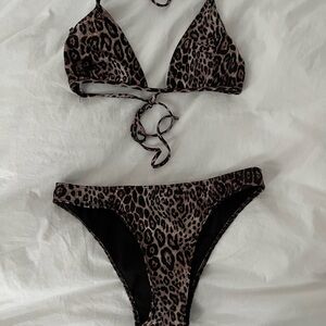 Zara Leopard Print Bikini - Black and Brown